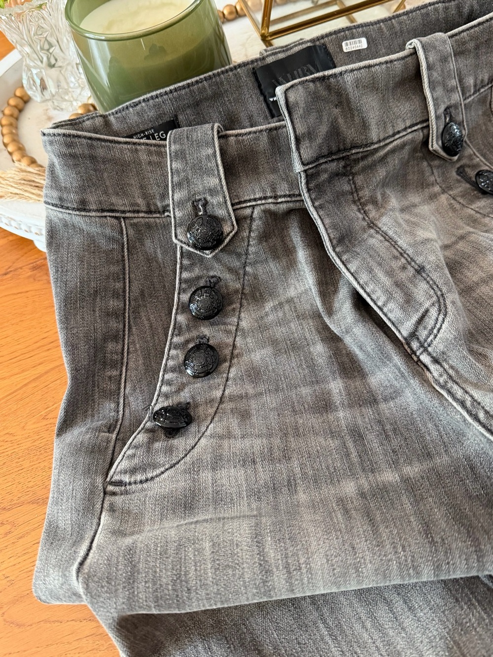 White House Black Market Gray Mariner Coin Jeans Trousers Wide Leg Soft Size 6 - Picture 14 of 15